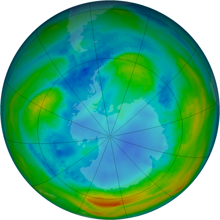 Antarctic ozone map for 08 August 2004